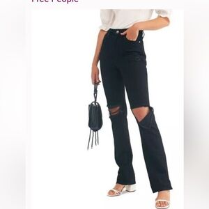 We The Free My Own Lane Jeans 31 NWT $128 Black High Rise Destroyed OB988447